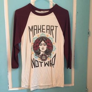 Make art not war baseball tee