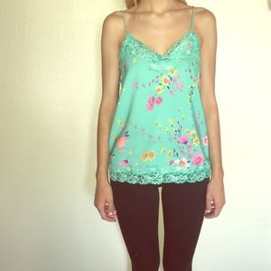 Mint green floral print camisole