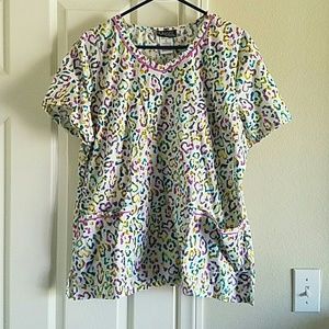 Cheetah print scrub top