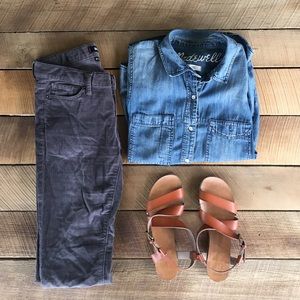 BDG Grey Corduroy High-Waisted Cigarette Pants