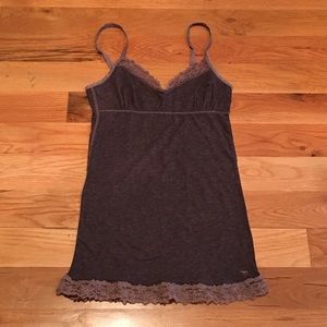 Abercrombie & Fitch Brown Tank with Lace Trim