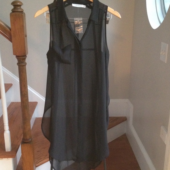 Lush Tops - Lush sheer button down tunic blouse