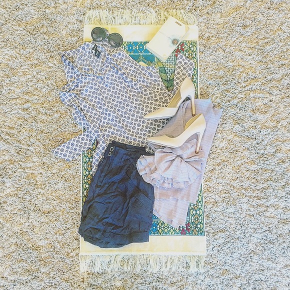 Valerie Bertinelli Tops - • Silky Secretary Tank Print Bohemian Blouse •
