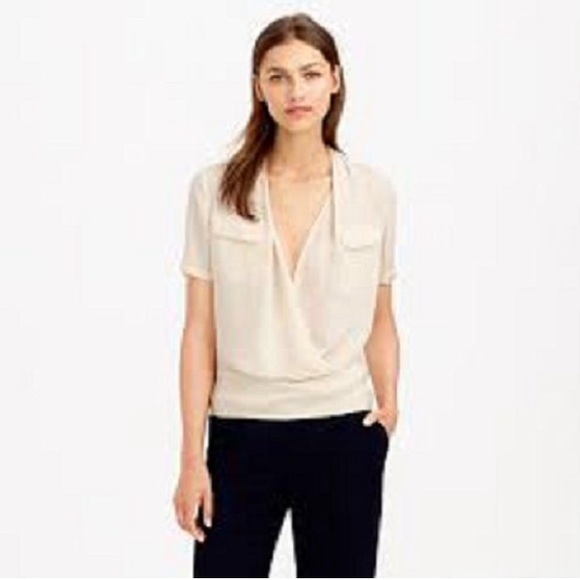 J. Crew Tops - NWT J. Crew Cream Draped Silk Blouse Style B0101