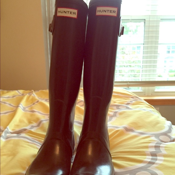 Chocolate tall hunter rubber boots!
