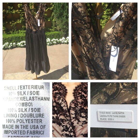TOME LACE & PLEATED BLACK DRESS - Picture 4 of 5