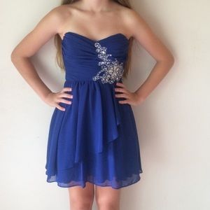 B. Darlin Royal blue dress with jeweled accents