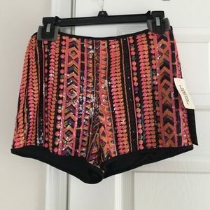 Sequined high waisted shorts