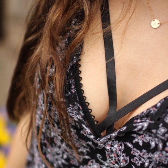 Nude and black mesh bralette