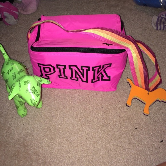 Mini cooler w/mini dog keychain & mini green dog