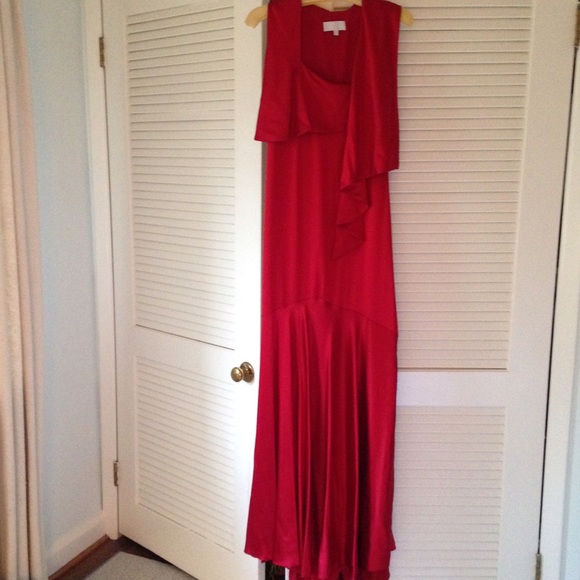 Badgley Mischka red evening gown