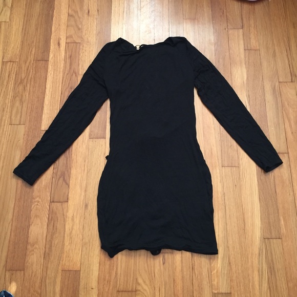 BOOHOO PETITE CARA LACE UP BLACK BODYCON