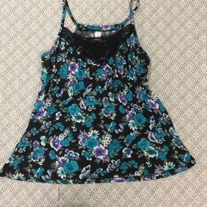 Black Floral Tank