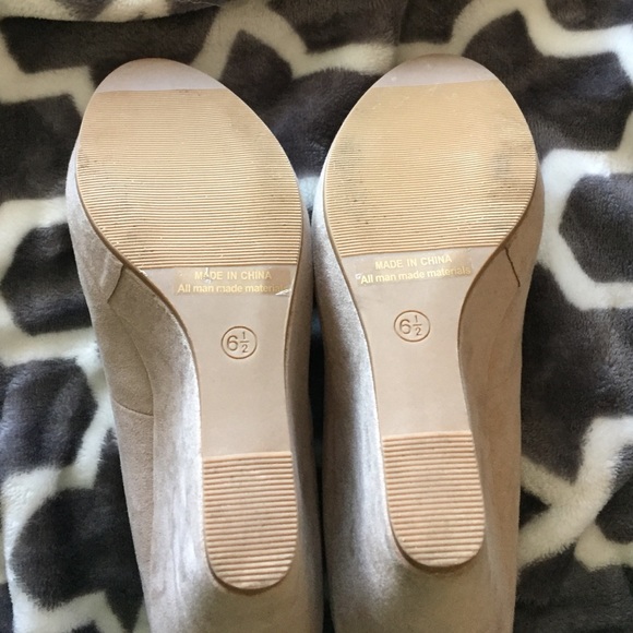 Nude Faux Suede Wedges - Picture 4 of 4
