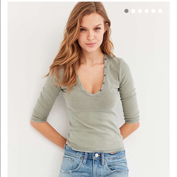 Sold----Urban outfitters Army washed green Henley