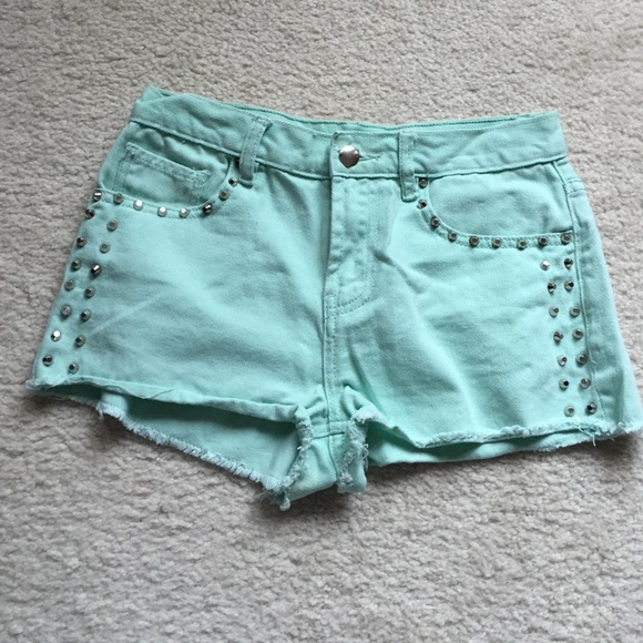 Forever 21 Pants - Studded green shorts⚡️⚡️⚡️