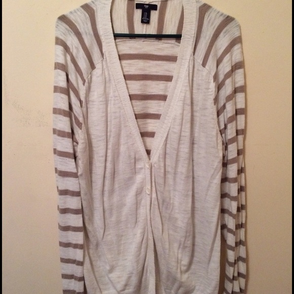 Lightweight Cream & tan striped Cardigan