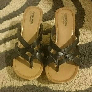 Black Wedge Sandals