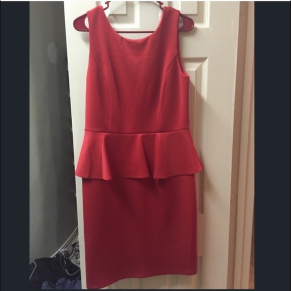 Red peplum dress