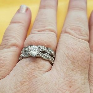1.25kt Vintage inspired wedding ring set size 9