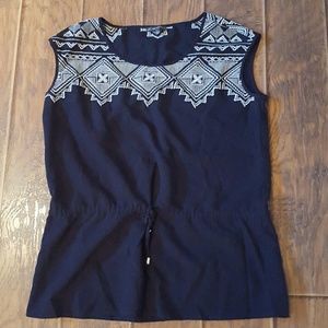 Navy Blue and White Adrianna Papell Top