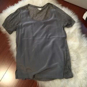 CLUB MONACO half silk/cotton tee with zippers