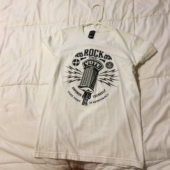 Obey white "rock the vote" woman's tee!