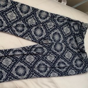 Navy blue tribal print flare pants