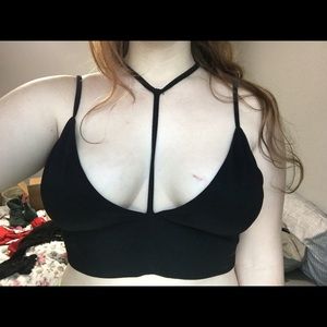 Black Strappy Bralette Crop Top