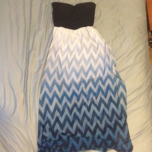 Ombré blue chevron style maxi dress