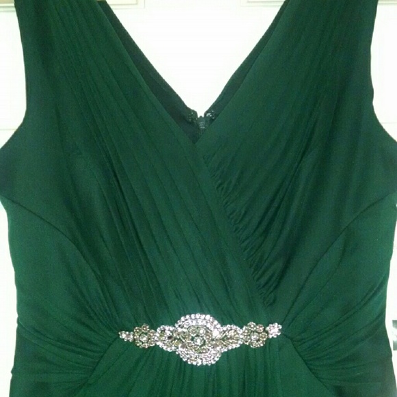 NWT Alex Evenings V-Neck Gown Forest Green