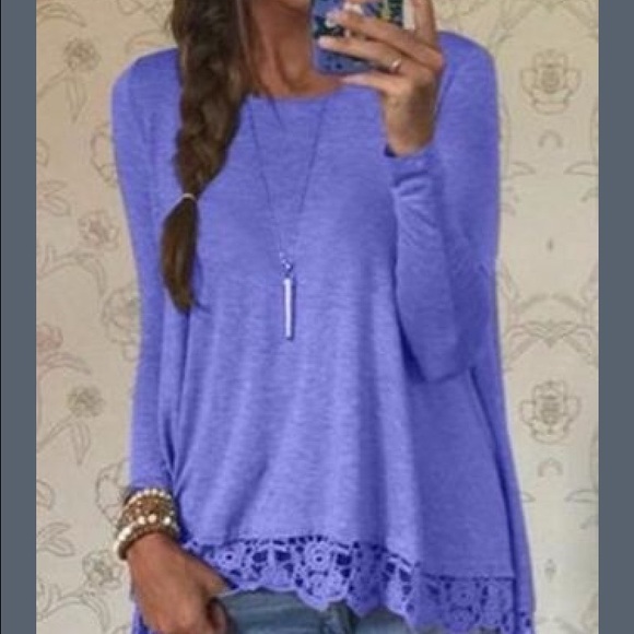 Long sleeve sexy t shirt top with lace detail. - Picture 3 of 4