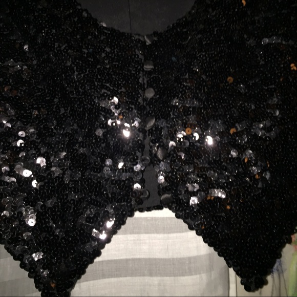 Betsey Ross Black Heavy Sequined Vest/ Shrug - Picture 3 of 3