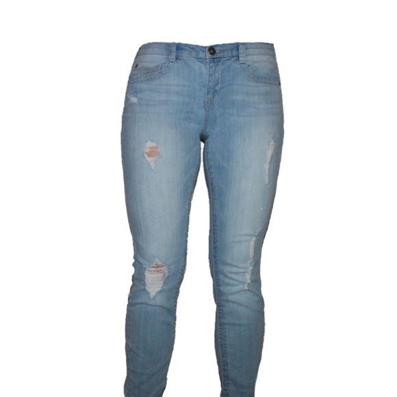 Distressed Blue jeans.