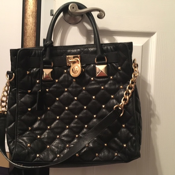 Michael Kors Studded Hamilton Black Leather