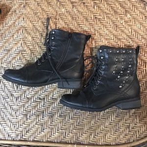 Lace up black boots