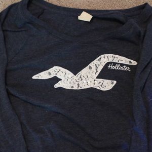 Long sleeve top with Hollister logo in the front.