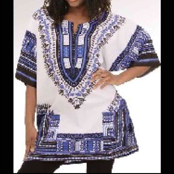 ❌SOLD❌Blue/white dashiki top/dress