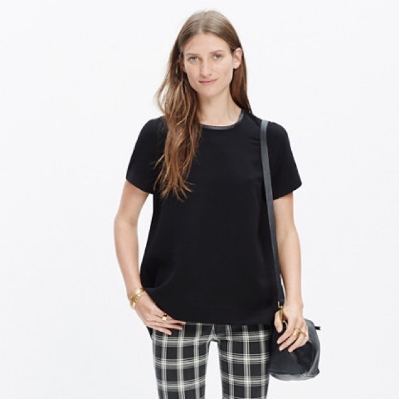 Madewell Leather trim tailored top