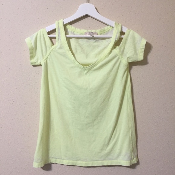 Zara Cold Shoulder Neon Tee