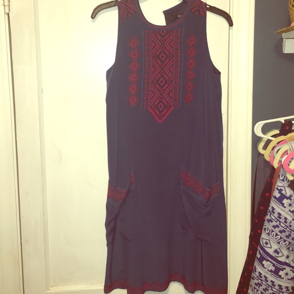Madewell silk embroidered dress