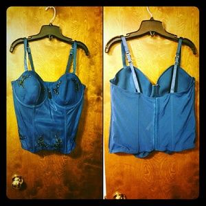 Cacique NWT Navy w/Black Tassle Bustier 22/24