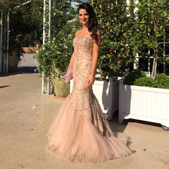 Sherri Hill Dresses & Skirts - Sherri Hill beaded formal dress in nude