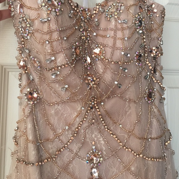 Sherri Hill beaded formal dress in nude - Picture 3 of 3