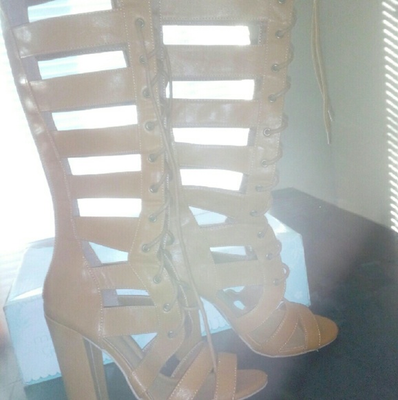 Knee High Brown Strap Up