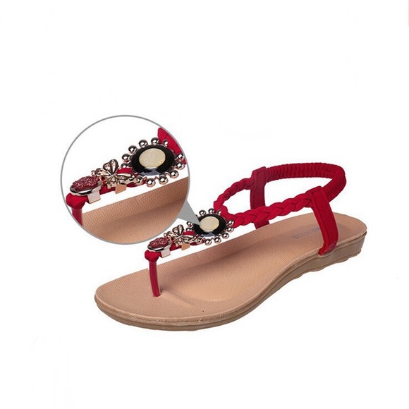 Red and Beige Color Cute Sandals - Picture 4 of 6