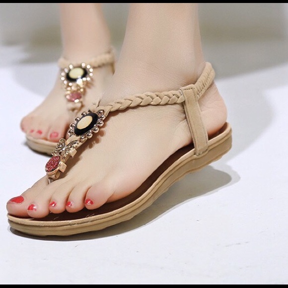 Red and Beige Color Cute Sandals - Picture 3 of 6