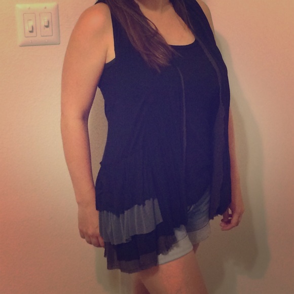 Free People Black Cotton Vest