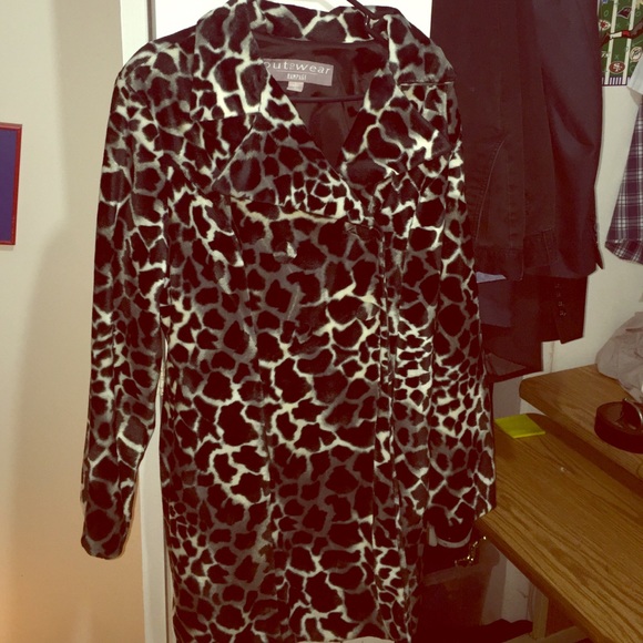 Giraffe print pea coat