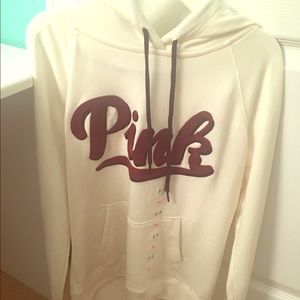 PINK white and maroon sweatshirt